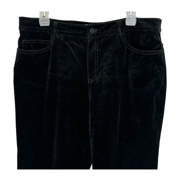 2/$30 Dana Buchman Velvet Pants Black High Waist Bootcut Burnout Flare Size 12 - Picture 4 of 10